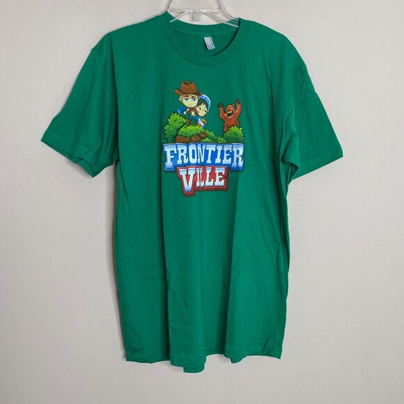 NEW RARE FrontierVille by Zynga T-shirt Green Sz XL - Picture 2 of 11